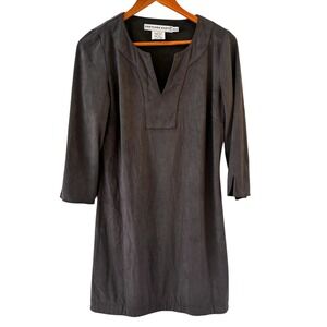 Gretchen Scott Womens Gray Faux‎ Suede Shift Dress Size S 3/4 Sleeve Career